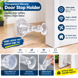 (৫ পিস) Transparent Silicone Door Stop Holder